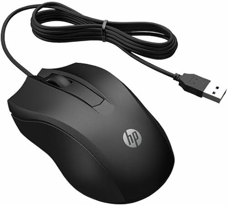 HP Wired Mouse 100 - Precise Optical Sensor with 1600 DPI - Easy USB Connection - Ambidextrous Design - 3 Button Control & Built-in Scrolling - Multi-OS Compatible (6VY96AA#ABL) - Image 3