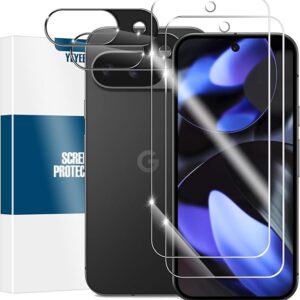 3 Pack Glass Screen Protector for Google Pixel 9, Ultrasonic Fingerprint Unlock, HD Clear Case