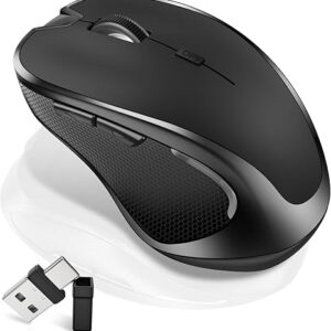 Bluetooth Wireless Mouse Built-in Mouse Jiggler for MacBook Pro MacBook Air Mac Laptop iPad Pro Computer PC, Rechargeable Silent Slim Wireless Mouse Grey