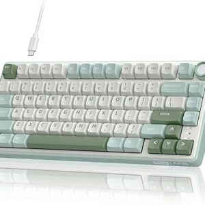 RK ROYAL KLUDGE R75 Gaming Keyboard Wired with Volume Knob, 75% Keyboard Gasket Mounted, Hot Swappable, Creamy Sound, MDA Profile, PBT Keycaps