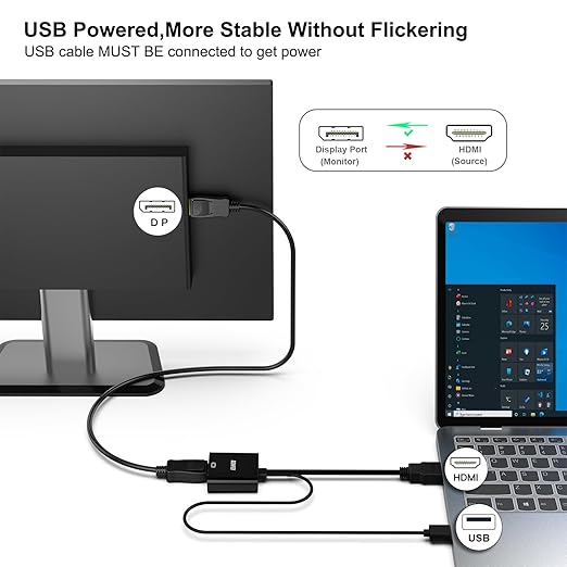 BENFEI HDMI to DisplayPort Adapter – Uni-Directional 4K@60Hz, 2K@144Hz, 1080P@165Hz, Laptop & Console Compatible - Image 7