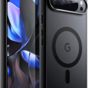 JETech Magnetic Case for Google Pixel 9/9 Pro 2024, Compatible with MagSafe, Translucent Matte Back Shockproof Phone Cover (Black)