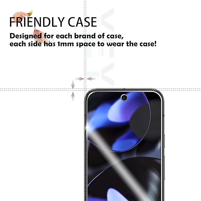 3 Pack Glass Screen Protector for Google Pixel 9, Ultrasonic Fingerprint Unlock, HD Clear Case - Image 3