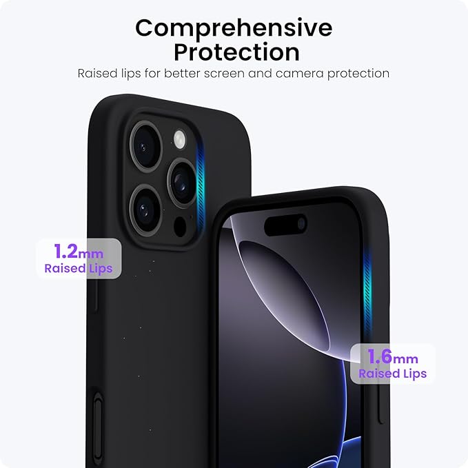 ORNARTO Compatible with iPhone 16 Pro Max Case 6.9",Liquid Silicone 3 Layers Full Covered Soft Gel Rubber Phone Case,Protective Cover with Anti-Scratch Microfiber Lining - Image 3