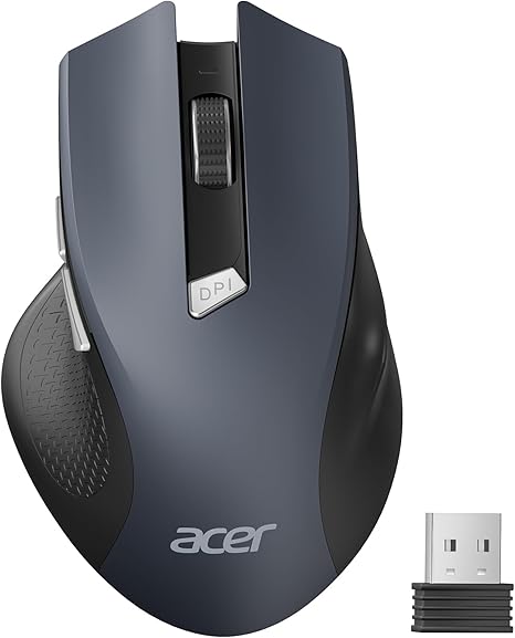 Acer Wireless Mouse for Laptop, 2.4GHz Computer Mouse Wireless with USB Receiver, Portable Cordless Mice, 3 Adjustable DPI Ergonomic USB Mice, 6 Button Compatible with MacBook Pro.