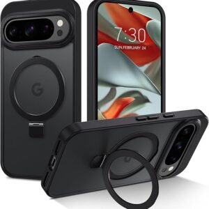 DUEDUE Magnetic Pixel 10 Pro XL Case â€“ Military-Grade Shockproof Slim Case with Stand, MagSafe/PixelSnap Compatible, Translucent Matte Cover (Black)
