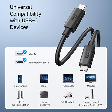 Cable Matters 20Gbps USB-C to USB-C Monitor Cable 6 ft – 4K@120Hz / 8K@30Hz, 240W PD, USB 3.1 - Image 2