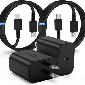 Samsung 45W Fast Charger - USB-C & 6FT Cable 2Pack for Galaxy S25/S24/S23/S22/S21 (Ultra,Plus,FE)