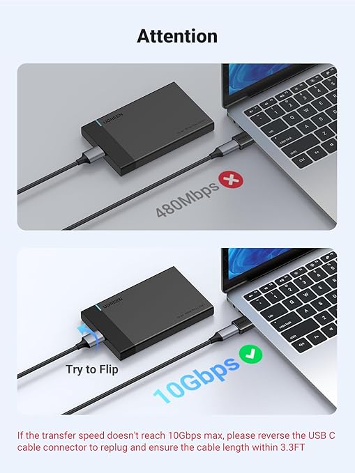 UGREEN USB-A to USB-C Adapter 3 Pack – 10Gbps Data Transfer & Fast Charging Converter - Image 2