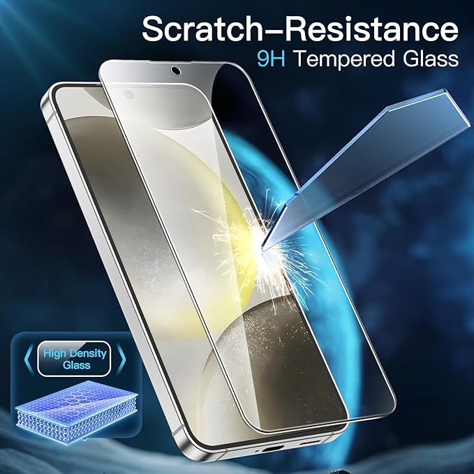 JETech Screen Protector for Samsung Galaxy S24 5G 6.2-Inch, Tempered Glass Film, Fingerprint ID Compatible, HD Clear, 3-Pack - Image 4