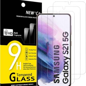 NEW'C 3 Pack Designed for Samsung Galaxy S21 FE 5G Screen Protector Tempered Glass,Case Friendly Scratch-proof, Bubble Free, Ultra Resistant