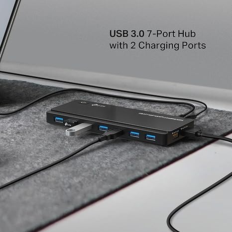 TP-Link Powered USB Hub 3.0 with 7 USB 3.0 Data Ports and 2 Smart Charging USB Ports. Compatible with Windows, Mac, Chrome, Linux OS, with Power On/Off Button, 12V/4A Power Adapter - Image 3