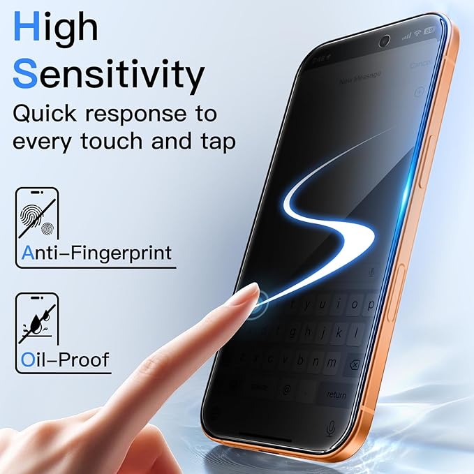JETech Privacy Screen Protector for iPhone 17 Pro Max 6.9-Inch, Anti-Spy Tempered Glass Film with Easy Installation Tool, 2-Pack - Image 2