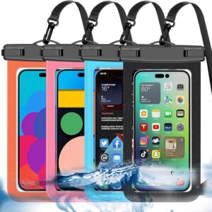[Up to 8.3"] 4 Pack Multicolor Universal Waterproof Phone Pouch, Large Phone Waterproof Case Dry Bag (Protection Level: IP68) Outdoor Sports for Apple iPhone,Samsung,and More(Black