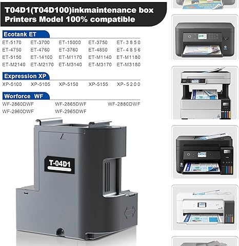 T04D1 Ink Maintenance Box for ET-15000 ET-3750 ET-3760 ET-4750 ET-4760 ET-3850 ET-4850 WF-2860 XP-5100 ET-3710 ET-5150 ET-3830 ST-M1000 ST-3000 ET-M2170 Printers. - Image 3