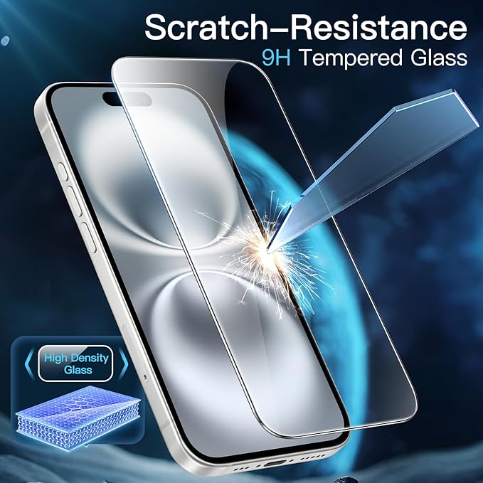 JETech 2-Pack Tempered Glass Screen Protector for iPhone 16 (6.1-Inch) – HD Clear, Case-Friendly with Easy Installation Tool - Image 2