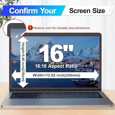 16-Inch Magnetic Laptop Privacy Screen 16:10 WUXGA Removable Anti-Glare Privacy Filter – 1920×1200 - Image 2