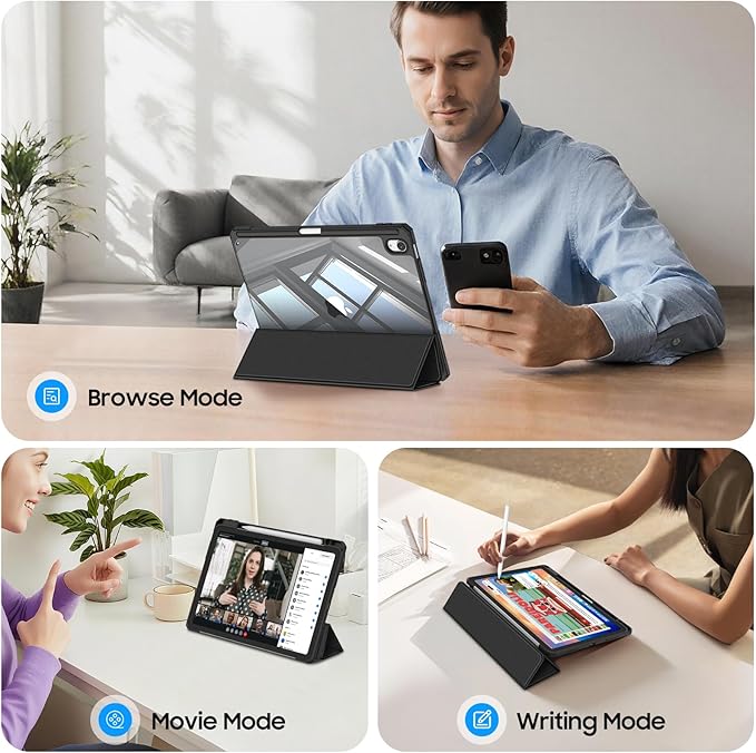 Fintie Hybrid Slim Case for iPad Air 11-inch M3 (2025) / M2 (2024), iPad Air 5th (2022) / 4th Generation (2020) 10.9 Inch - Shockproof Cover with Clear Back Shell & Pencil Holder - Image 4