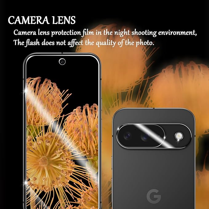 3 Pack Glass Screen Protector for Google Pixel 9, Ultrasonic Fingerprint Unlock, HD Clear Case - Image 2