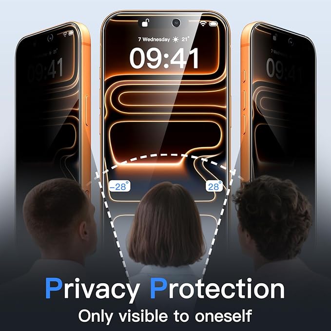 JETech Privacy Screen Protector for iPhone 17 Pro Max 6.9-Inch, Anti-Spy Tempered Glass Film with Easy Installation Tool, 2-Pack - Image 5