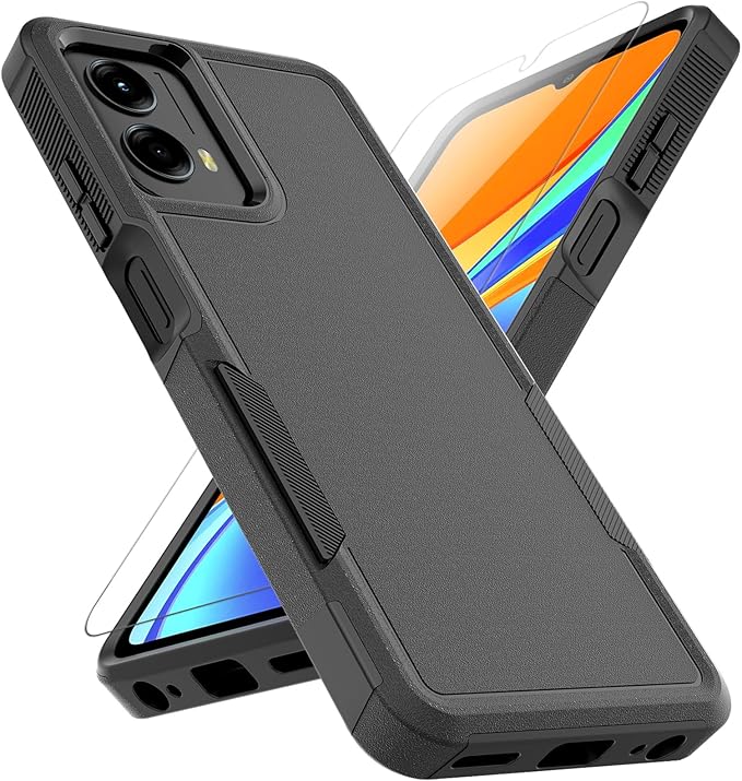 for Motorola Moto G 5G 2024 Case with Screen Protector, Hybrid Heavy Duty Military Protective Shockproof Armor Dual Layer Protection Defender Back Cover Phone Case for Moto G 5G
