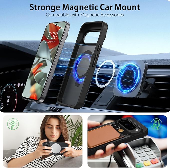DUEDUE Magnetic Pixel 10 Pro XL Case – Military-Grade Shockproof Slim Case with Stand, MagSafe/PixelSnap Compatible, Translucent Matte Cover (Black) - Image 5