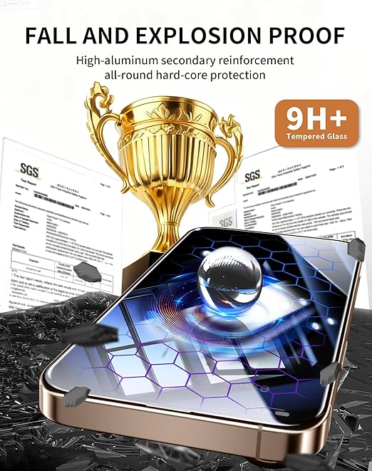 Tempered Glass 4 Way All Angle Privacy Screen Protector for iPhone 17 Pro Max, 360° Anti-spy Auto-Dust Removal, High Definition, Full Coverage No Bubble Easy Installation 2-Pack - Image 2