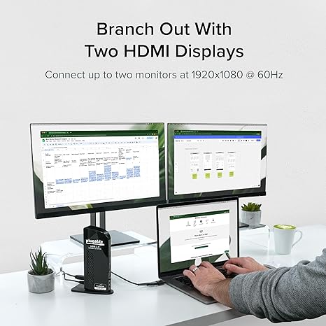 Plugable UD-3900Z Dual HDMI USB Universal Docking Station For Windows (UD-3900Z) - Image 4