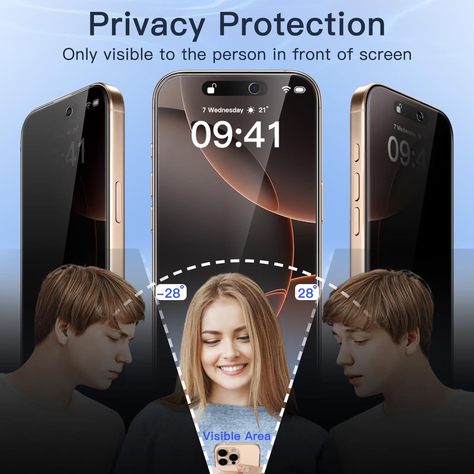 JETech Privacy Screen Protector for iPhone 16 Pro Max 6.9-Inch, Anti-Spy Tempered Glass Film with Easy Installation Tool, 2-Pack - Image 5