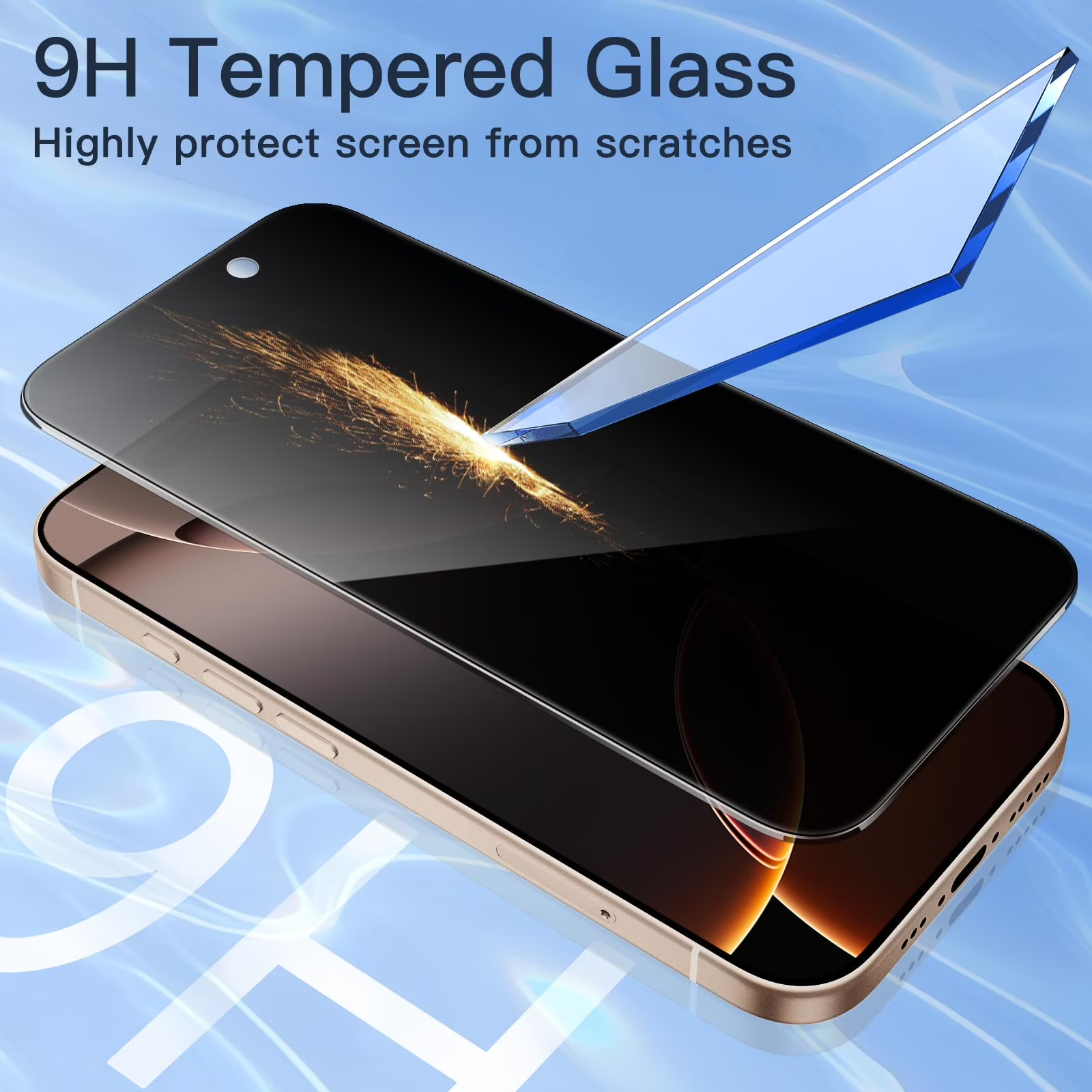 JETech Privacy Screen Protector for iPhone 16 Pro Max 6.9-Inch, Anti-Spy Tempered Glass Film with Easy Installation Tool, 2-Pack - Image 3