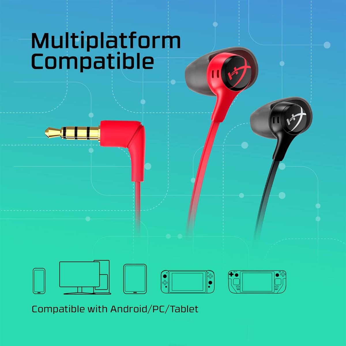 HyperX Cloud Earbuds II – 14mm Drivers, 3.5mm Plug, Built-in Mic, Nintendo Switch/PC/Mobile – Red - Image 4